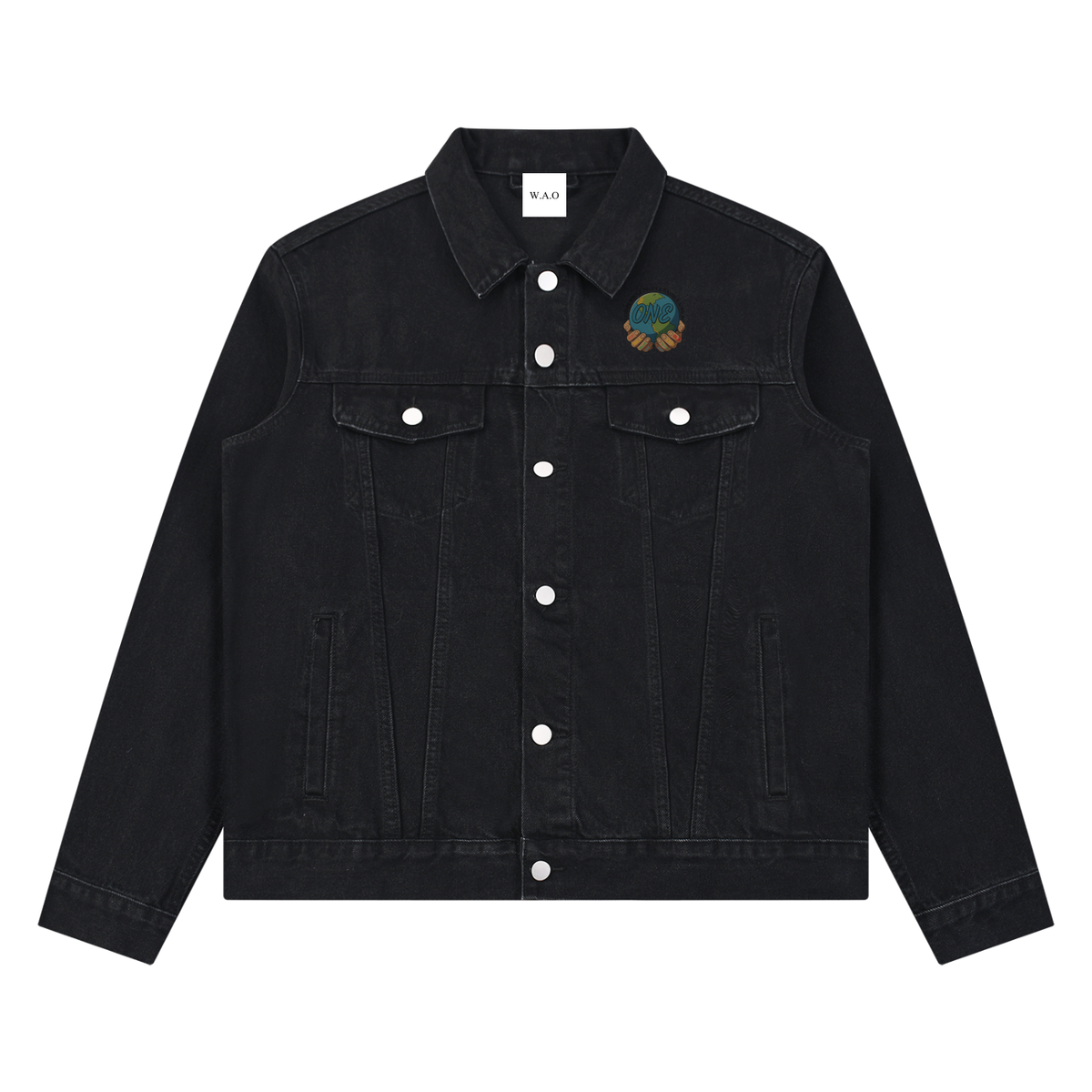W.A.O - Logo Unisex Vintage Wash Denim Jacket