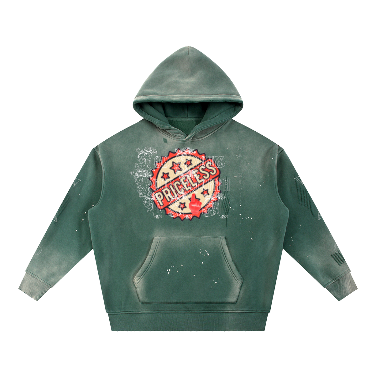 W.A.O - "IN HIM" Vintage Washed Frayed Fleece Hoodie