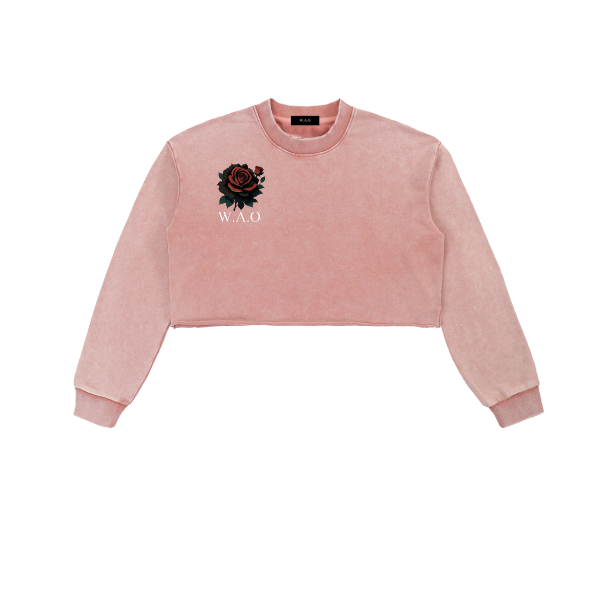 W.A.O - "Unbroken" Snow Washed Raw Edge Cropped Sweatshirt