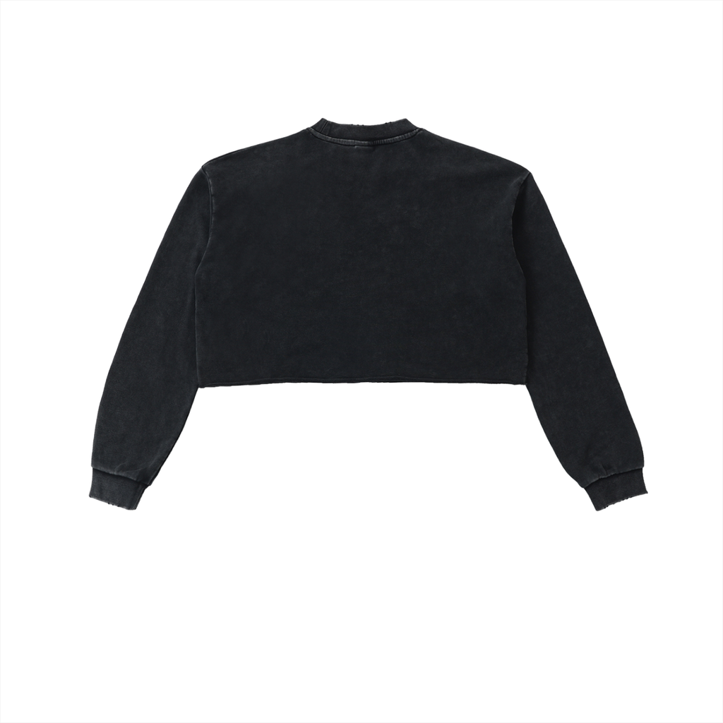 W.A.O - "Unbroken" Snow Washed Raw Edge Cropped Sweatshirt