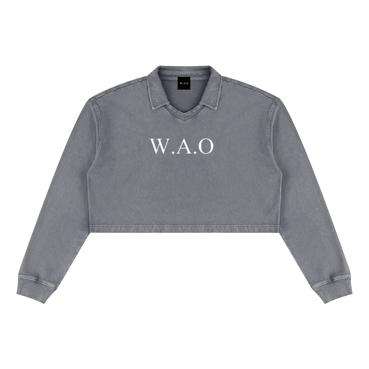 W.A.O - Women’s Vintage Wash Crop Sweatshirt Set Top