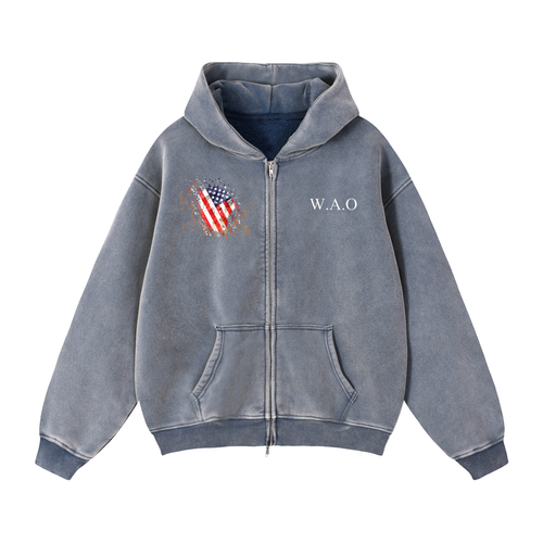 W.A.O - "Absence Of Control" Zip-Through Boxy Fleece Hoodie