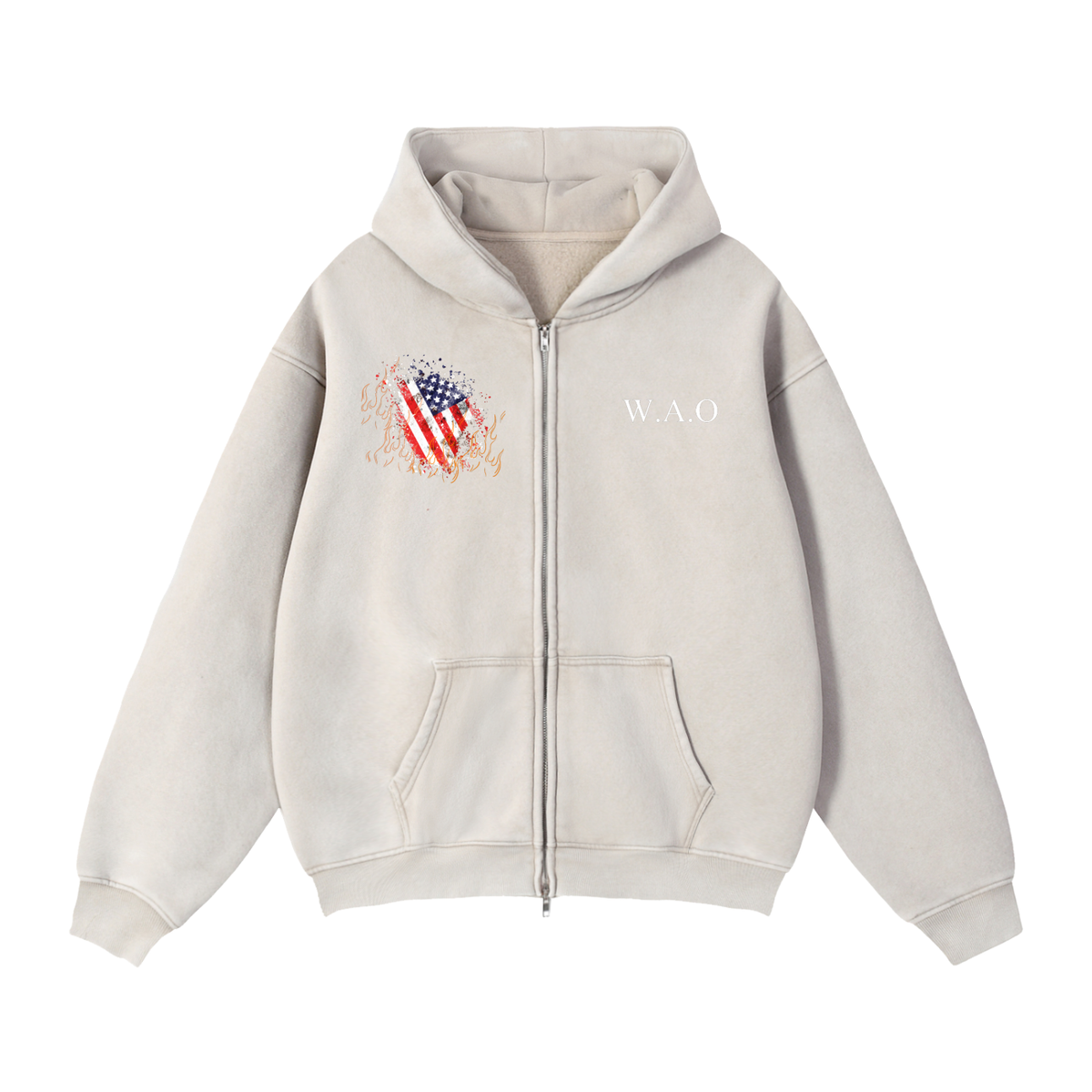 W.A.O - "Absence Of Control" Zip-Through Boxy Fleece Hoodie