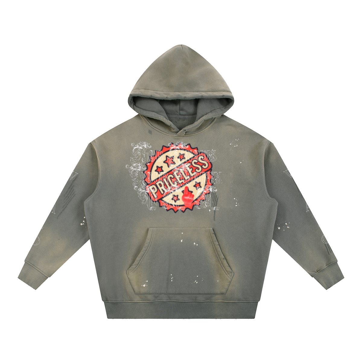 W.A.O - "IN HIM" Vintage Washed Frayed Fleece Hoodie