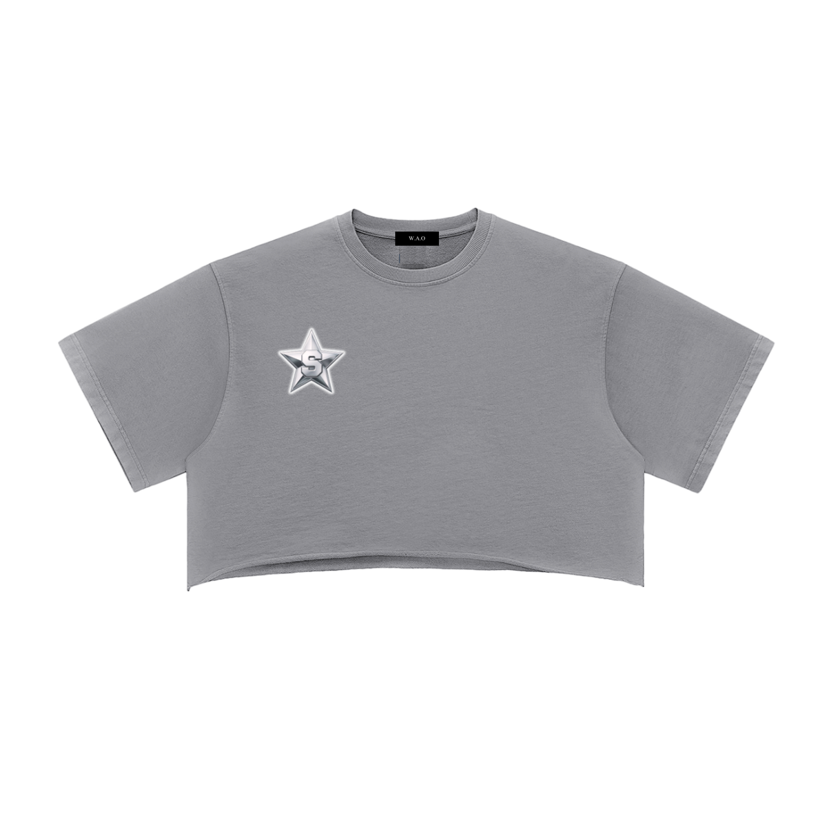 W.A.O - Women's Snow Washed Raw Edge Crop Top