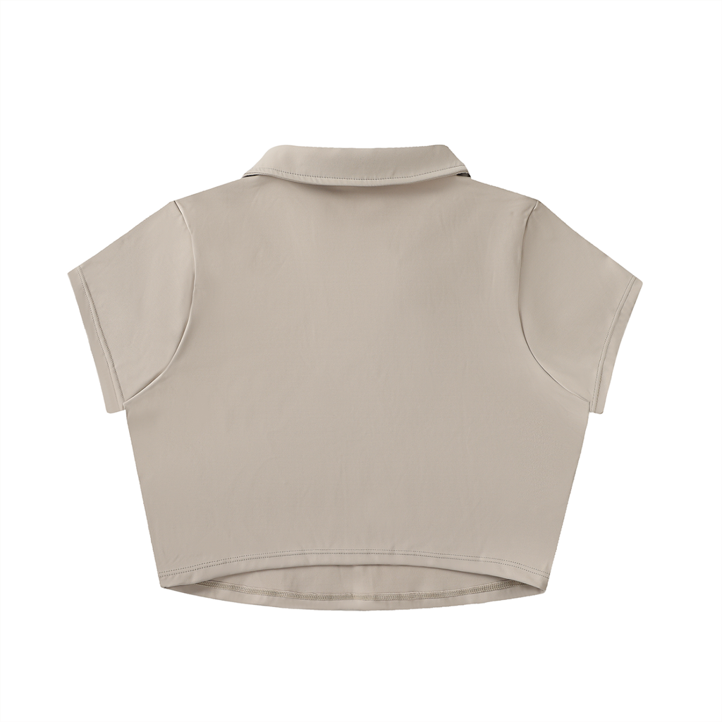 W.A.O - Women's V-Neck Lapel Crop Top