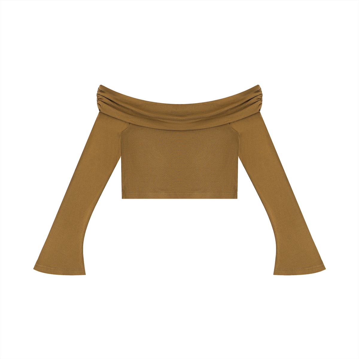 W.A.O - Women's Off-the-Shoulder Bell Sleeve Crop T-Shirt