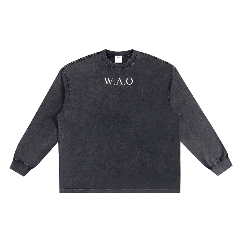 W.A.O - Snow Washed Frayed Edge Longsleeve T-Shirt