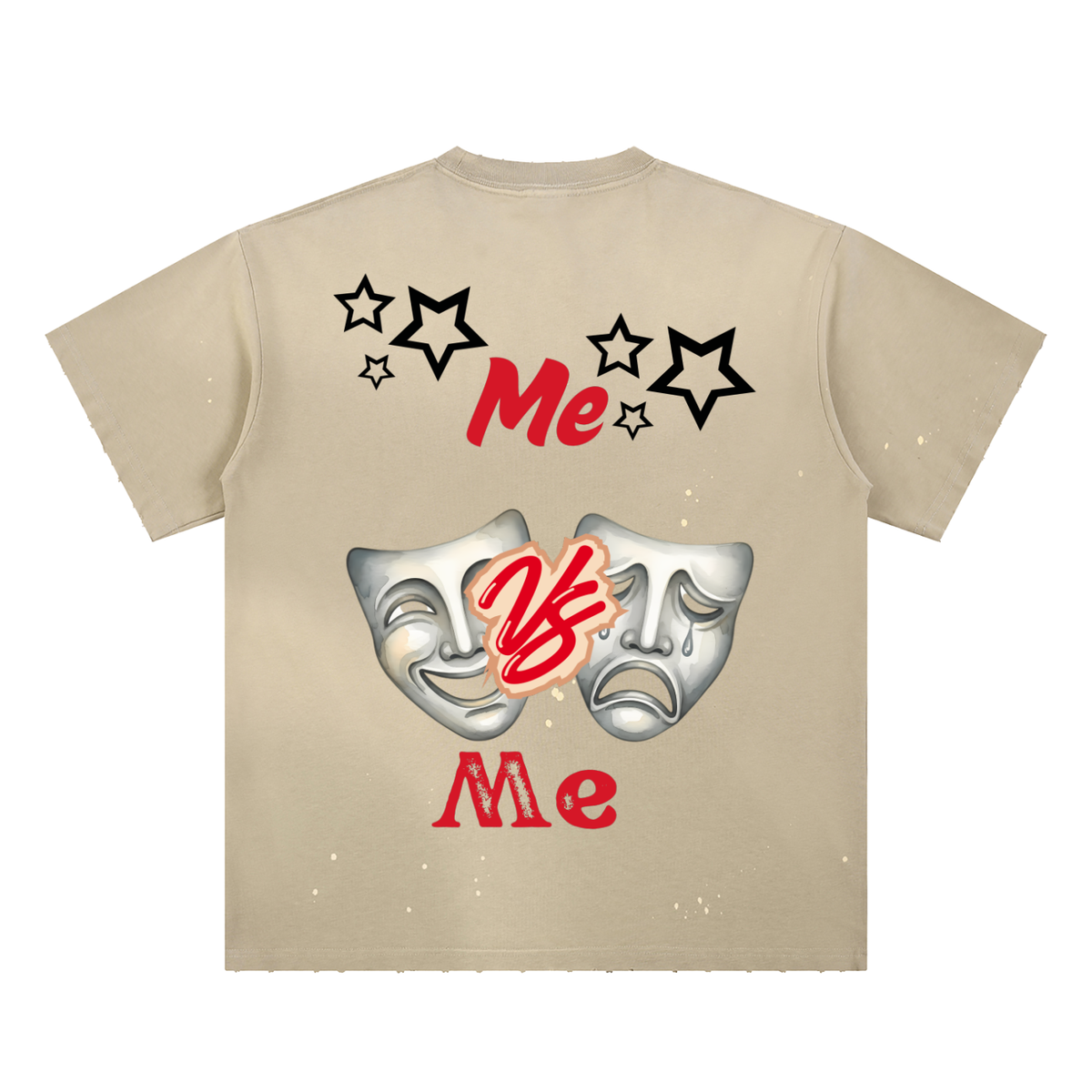 W.A.O - Me VS Me Hand-Frayed Sunfade Paint Splatter T-Shirt