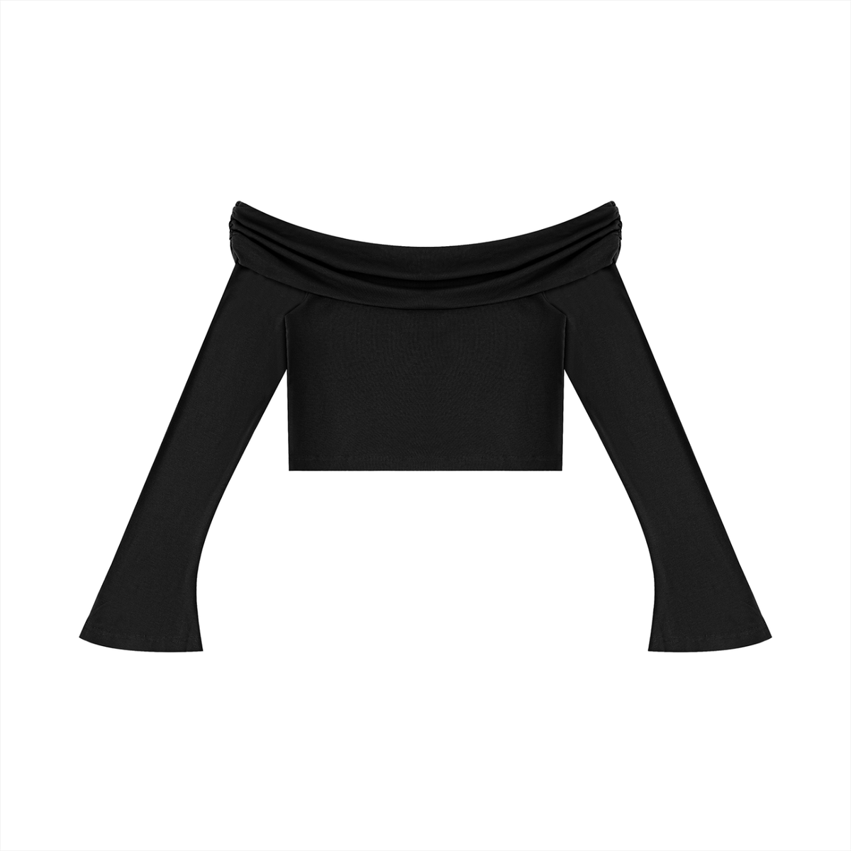 W.A.O - Women's Off-the-Shoulder Bell Sleeve Crop T-Shirt