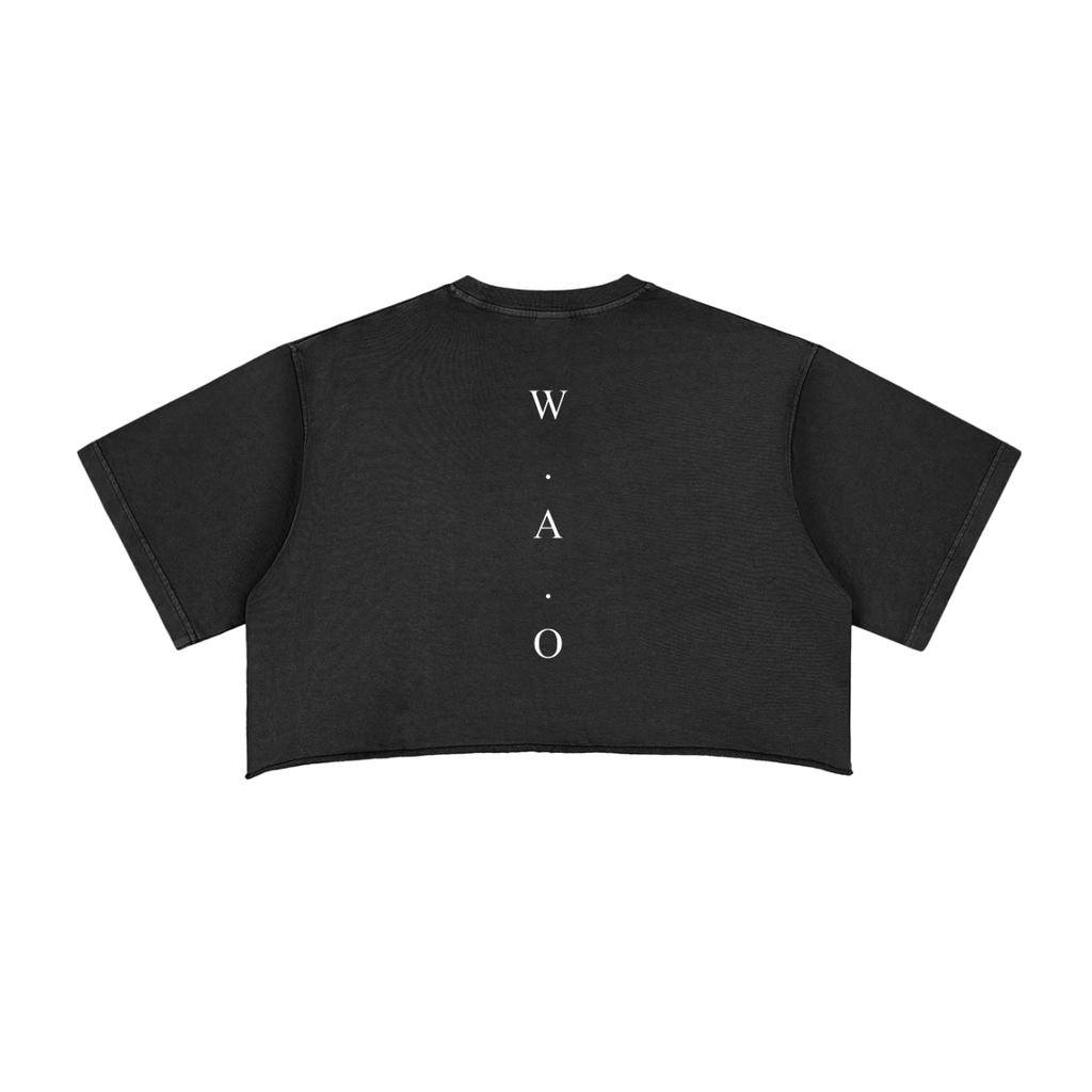 W.A.O - Women's Snow Washed Raw Edge Crop Top