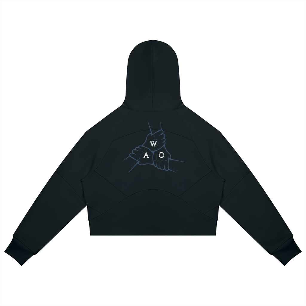 W.A.O - W.A.O's Logo Women's Cropped Zip-Through Hoodie Set Top