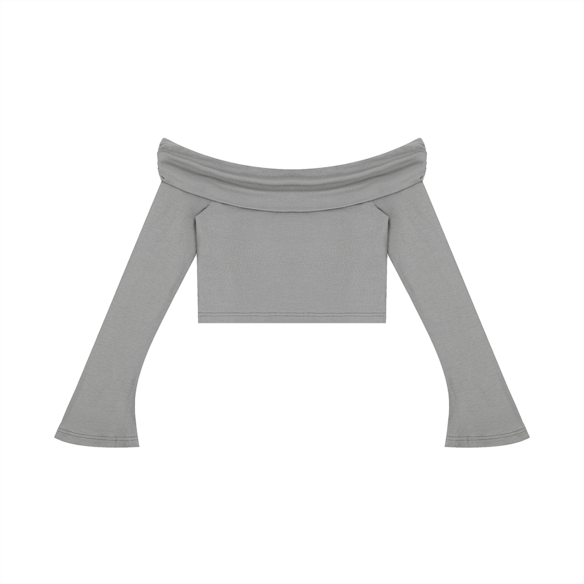 W.A.O - Women's Off-the-Shoulder Bell Sleeve Crop T-Shirt