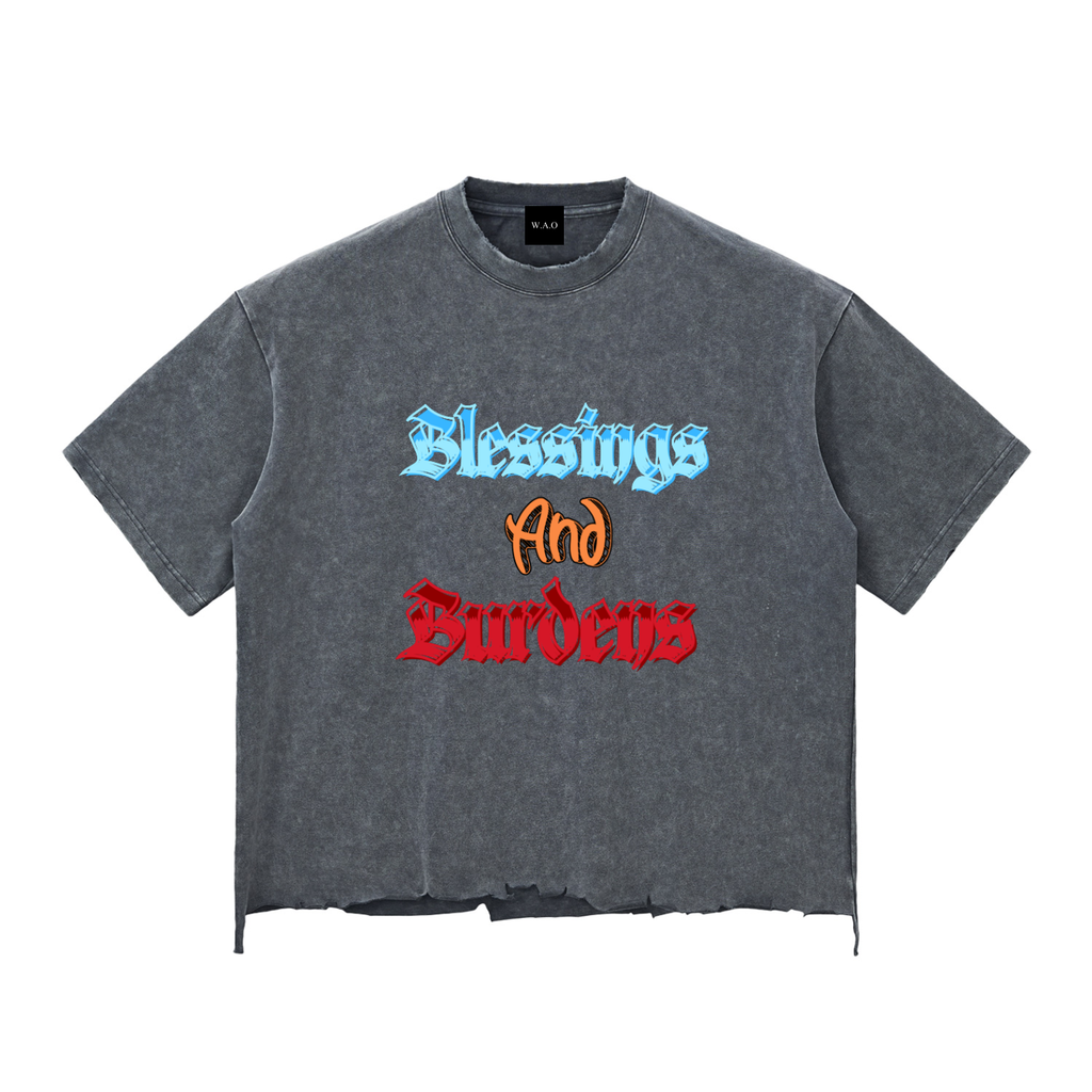W.A.O - "Reap What You Sow" Snow Wash Raw-Hem Boxy T-shirt