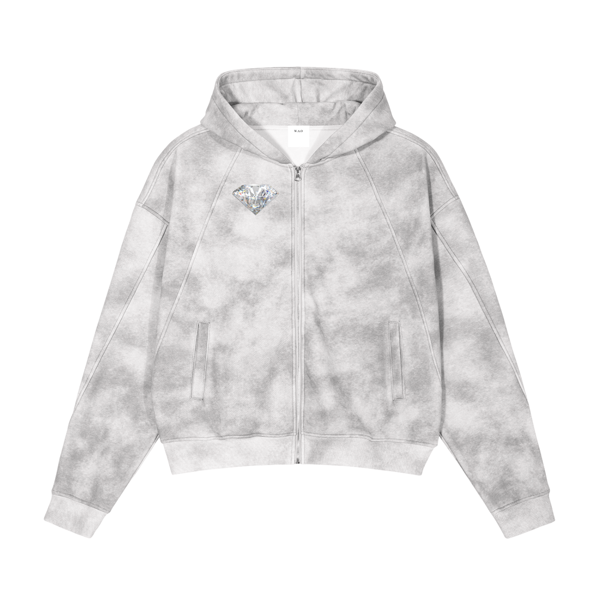 W.A.O - Dirty Washed Zip-Up Fleece Hoodie