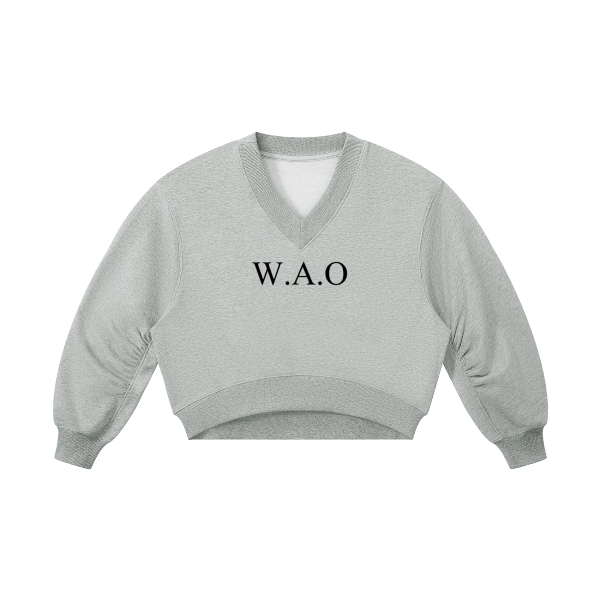 W.A.O - Women’s Crop V-Neck Sweatshirt Set Top