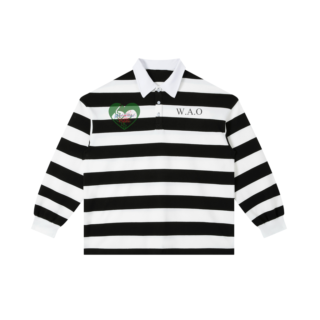 W.A.O - "Its All Pain" Stripe Polo Shirt