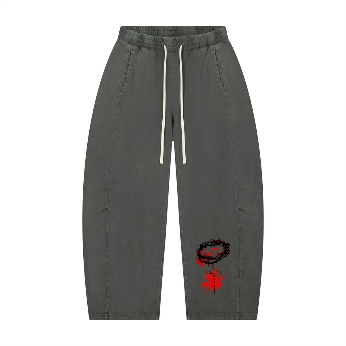 W.A.O - K.O.K Unisex Mineral Wash Barrel Leg Pants