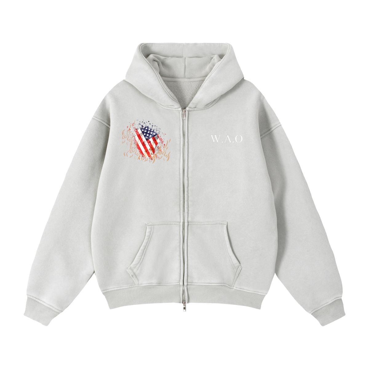 W.A.O - "Absence Of Control" Zip-Through Boxy Fleece Hoodie