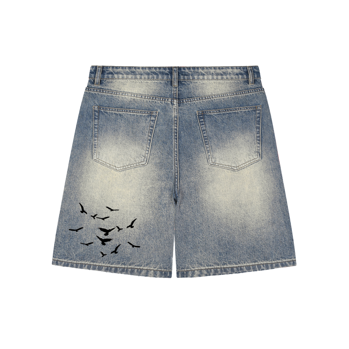 W.A.O - Freedom Over Bondage Faded Distressed Baggy Denim Shorts