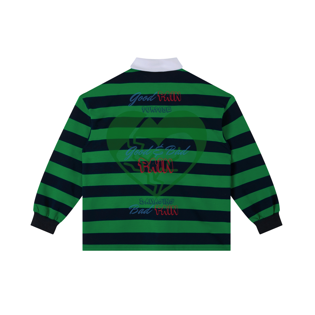 W.A.O - "Its All Pain" Stripe Polo Shirt