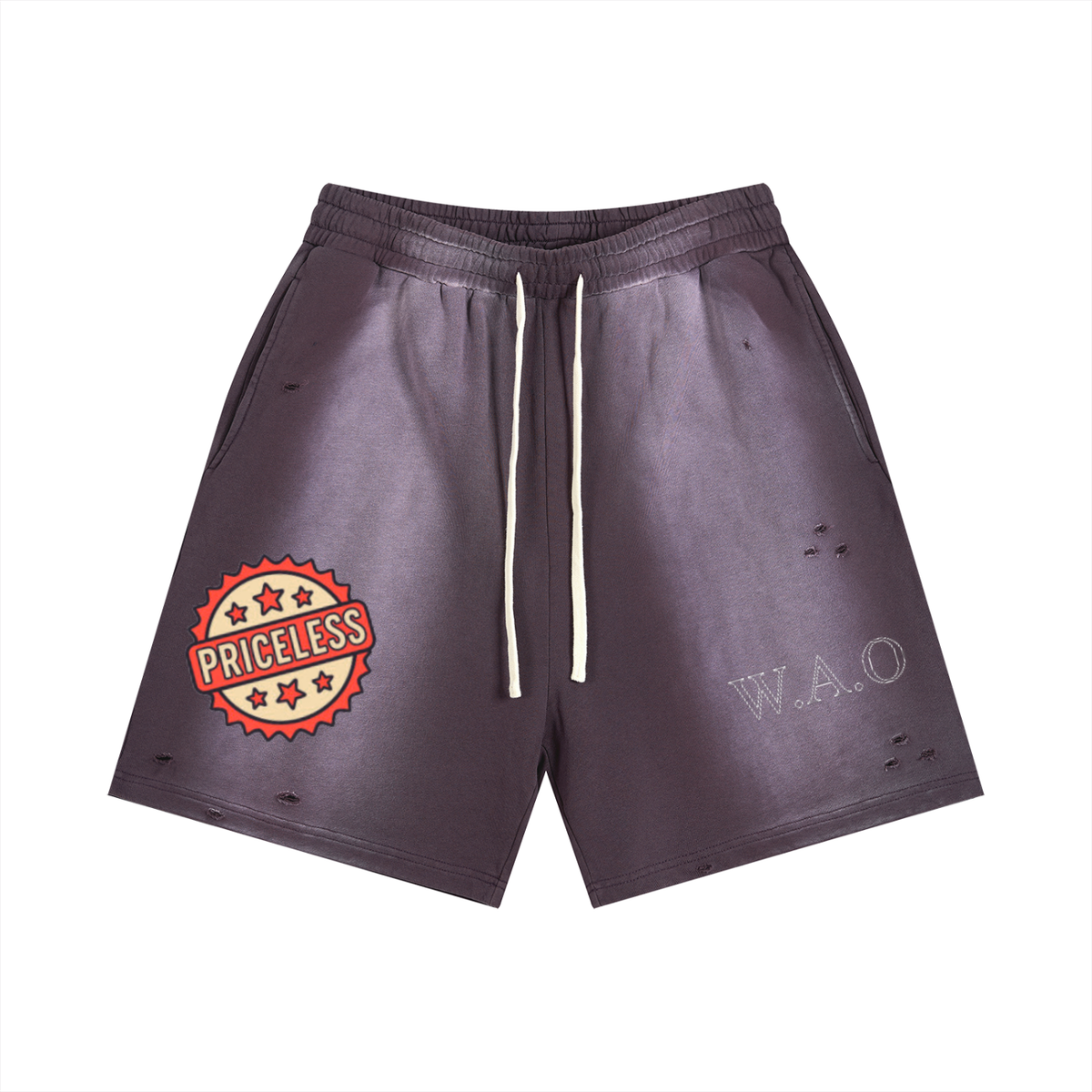 W.A.O - ''IN HIM'' Sun Fade Distressed Shorts