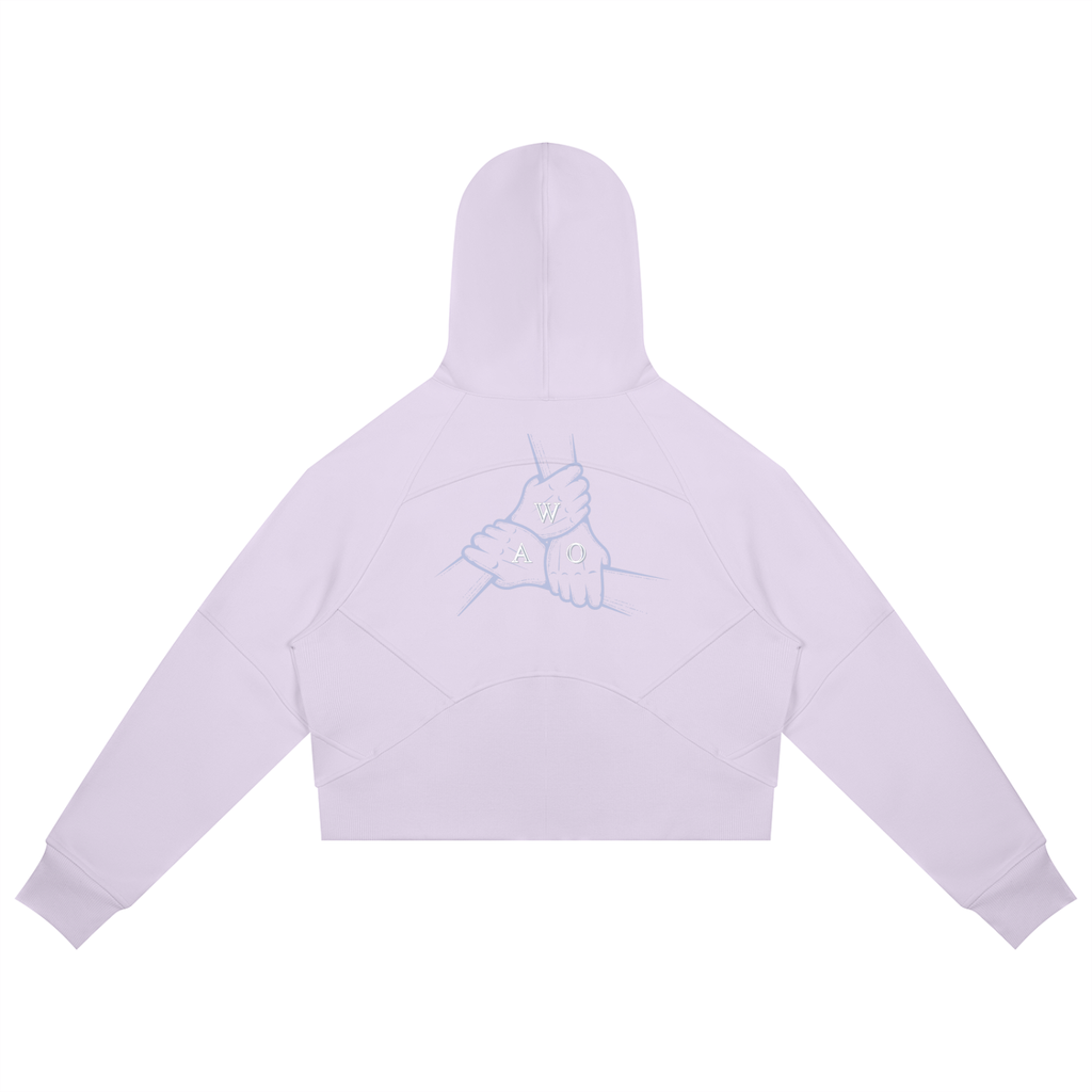 W.A.O - W.A.O's Logo Women's Cropped Zip-Through Hoodie Set Top