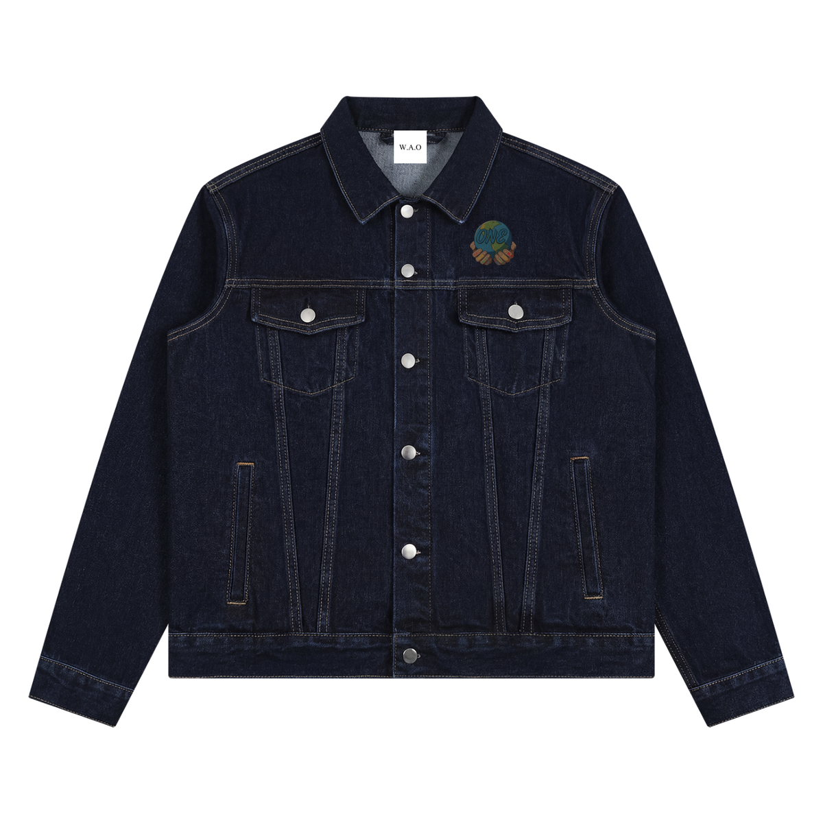 W.A.O - Logo Unisex Vintage Wash Denim Jacket