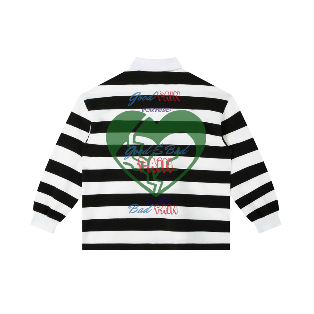 W.A.O - "Its All Pain" Stripe Polo Shirt