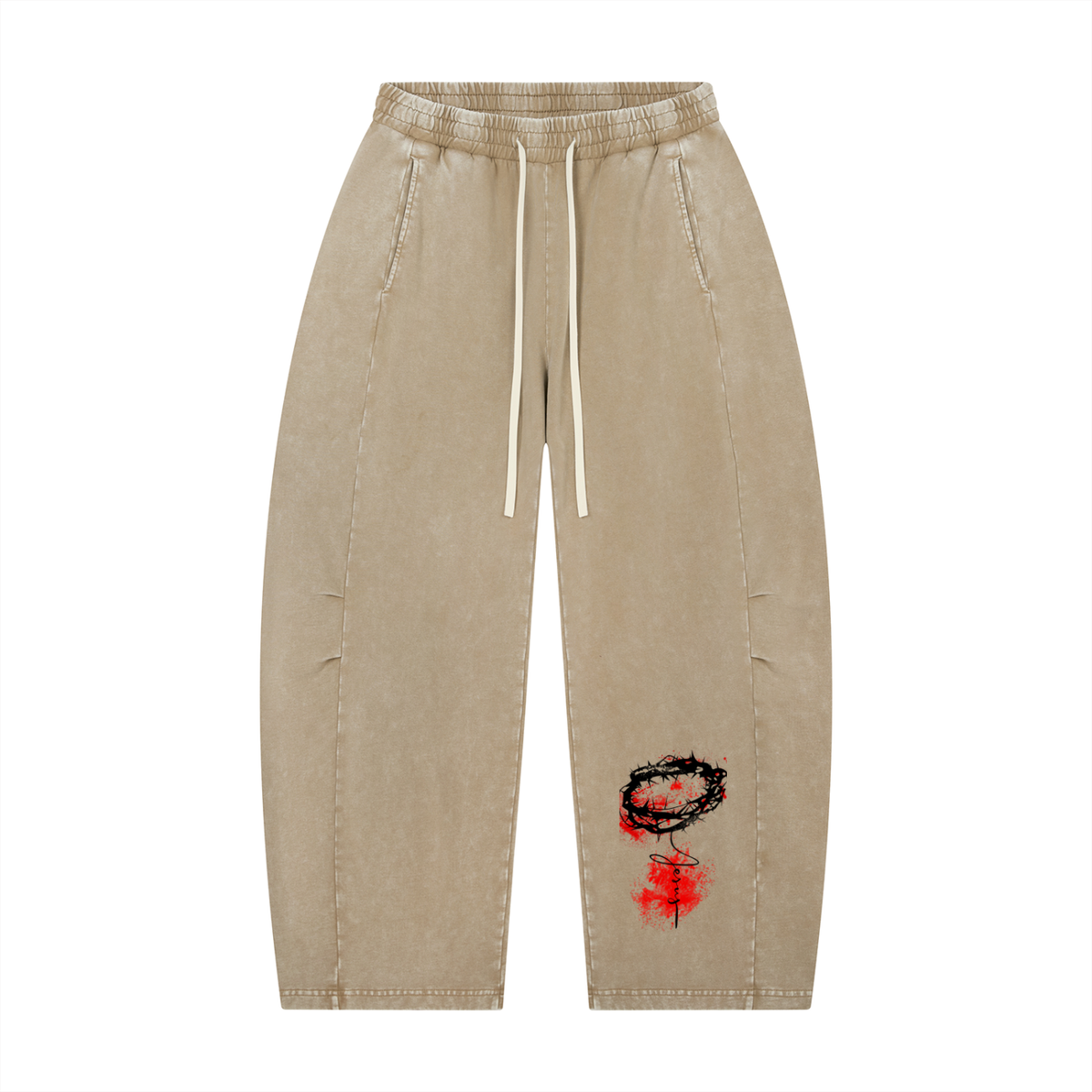 W.A.O - K.O.K Unisex Mineral Wash Barrel Leg Pants