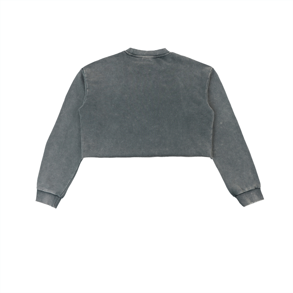 W.A.O - "Unbroken" Snow Washed Raw Edge Cropped Sweatshirt