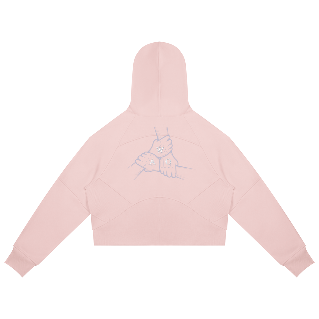 W.A.O - W.A.O's Logo Women's Cropped Zip-Through Hoodie Set Top