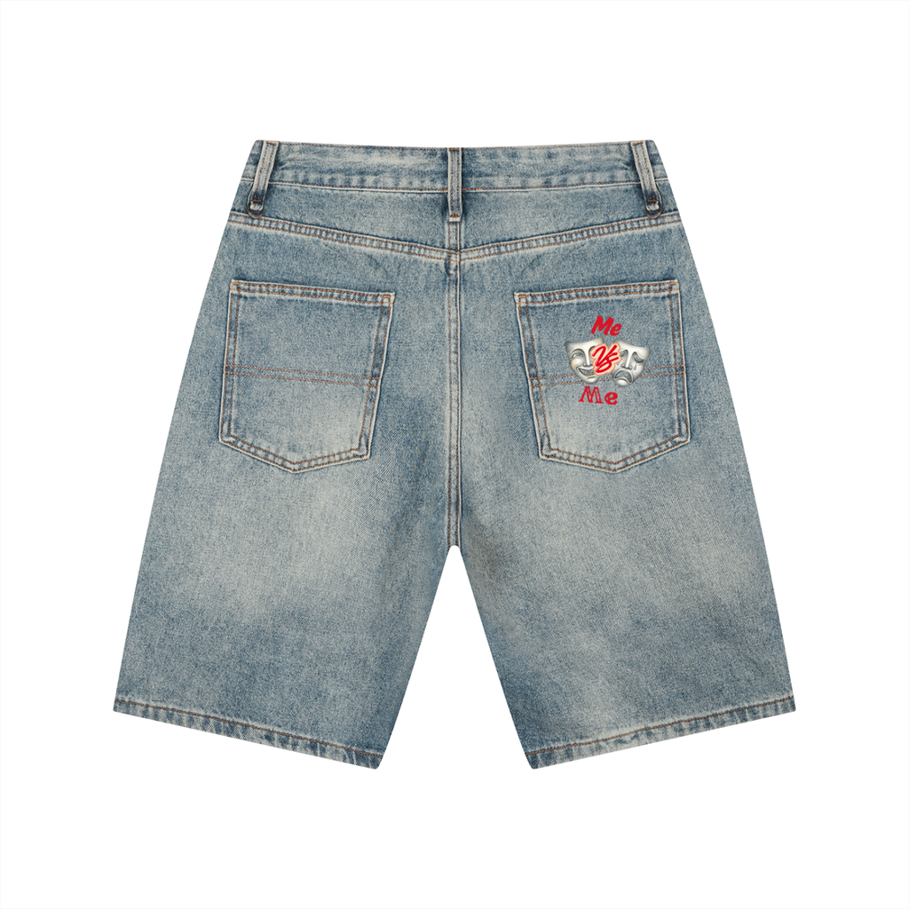 W.A.O - Me Vs Me Men's Vintage Wash Denim Shorts