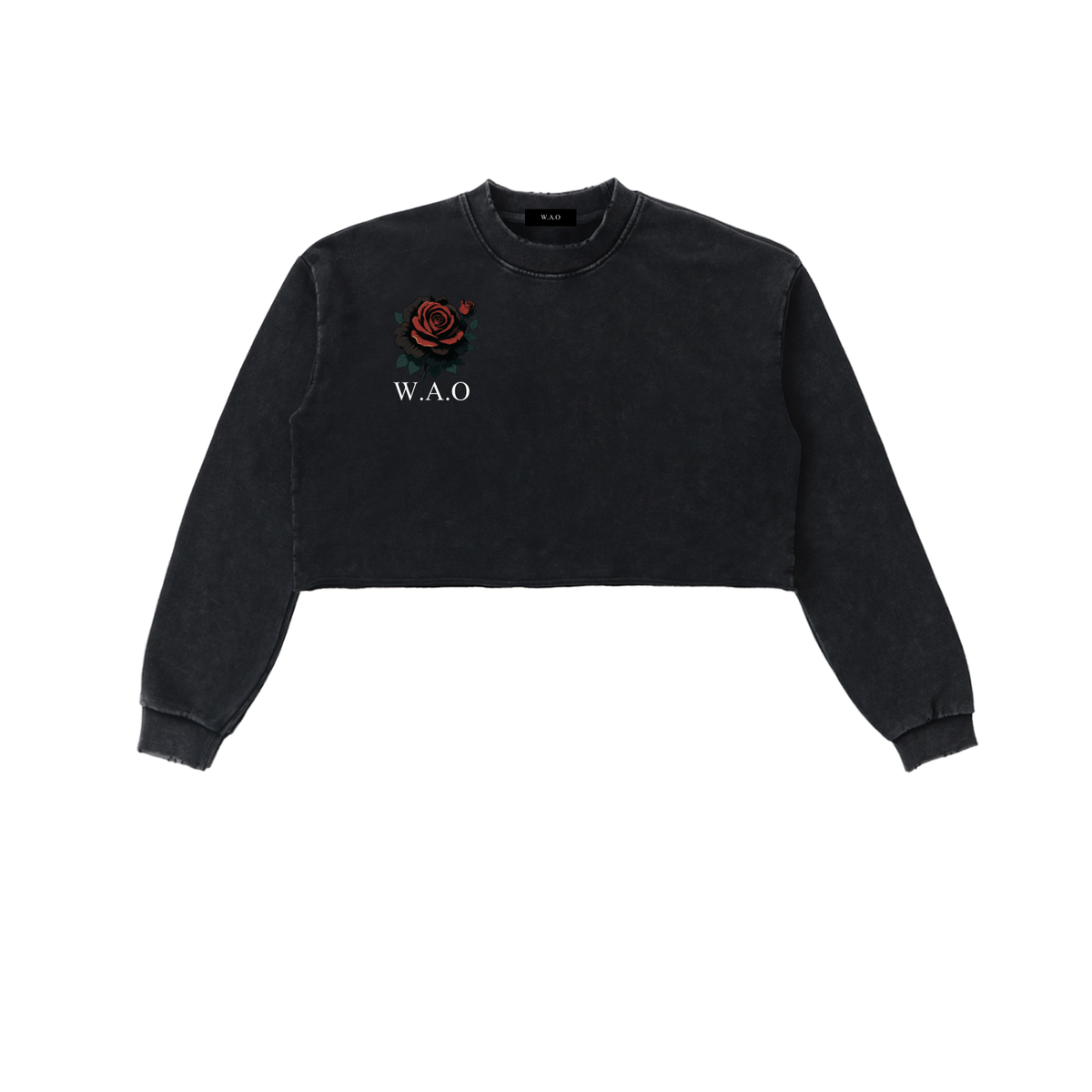 W.A.O - "Unbroken" Snow Washed Raw Edge Cropped Sweatshirt