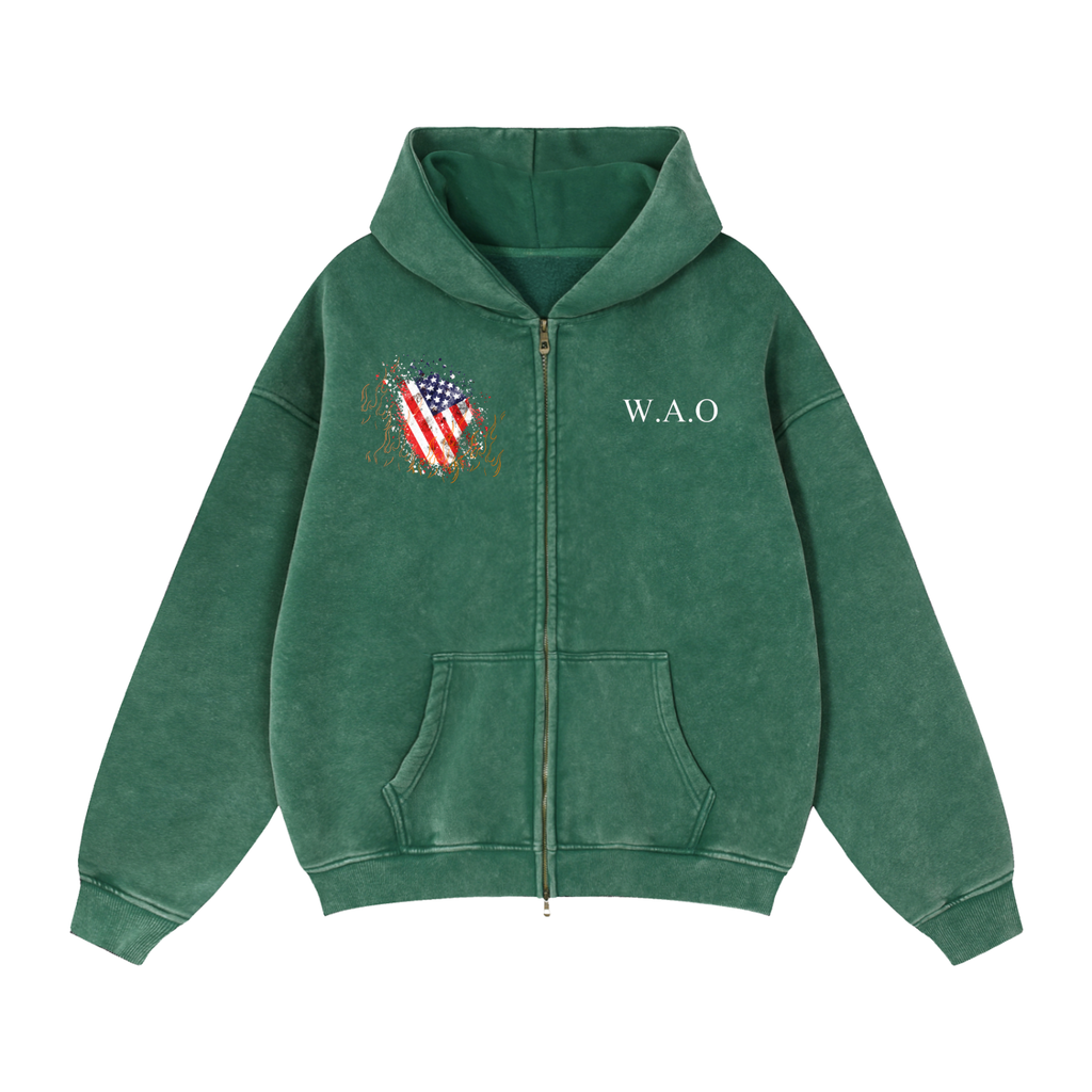 W.A.O - "Absence Of Control" Zip-Through Boxy Fleece Hoodie