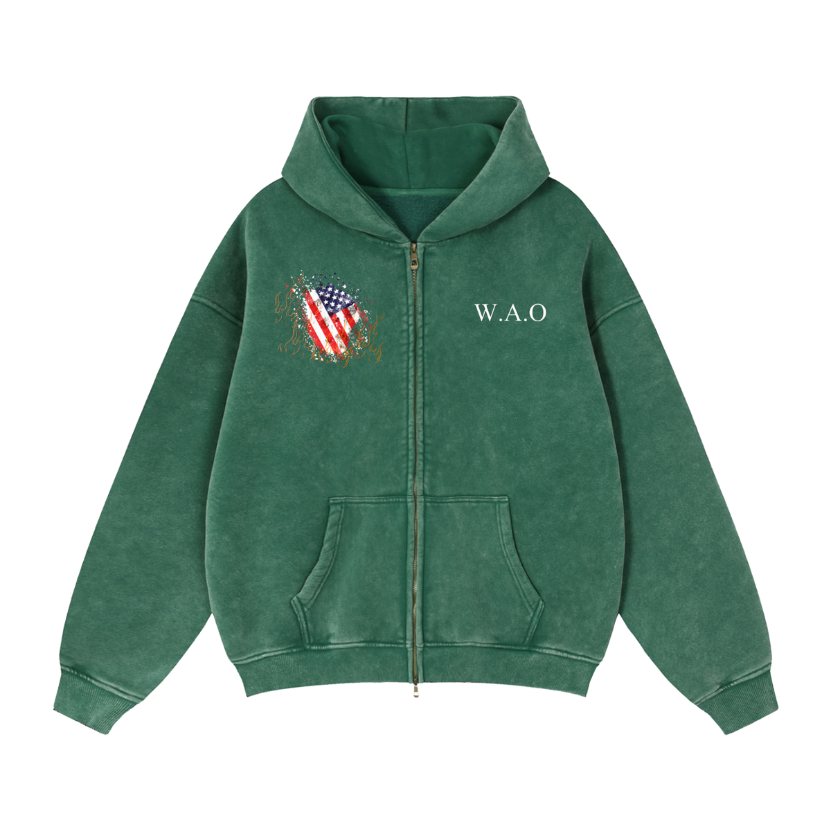 W.A.O - "Absence Of Control" Zip-Through Boxy Fleece Hoodie