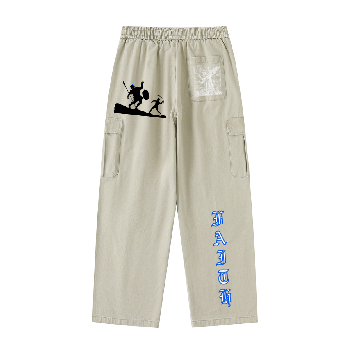 W.A.O - "FAITH" Drawstring Waist Straight-Leg Cargo Pants