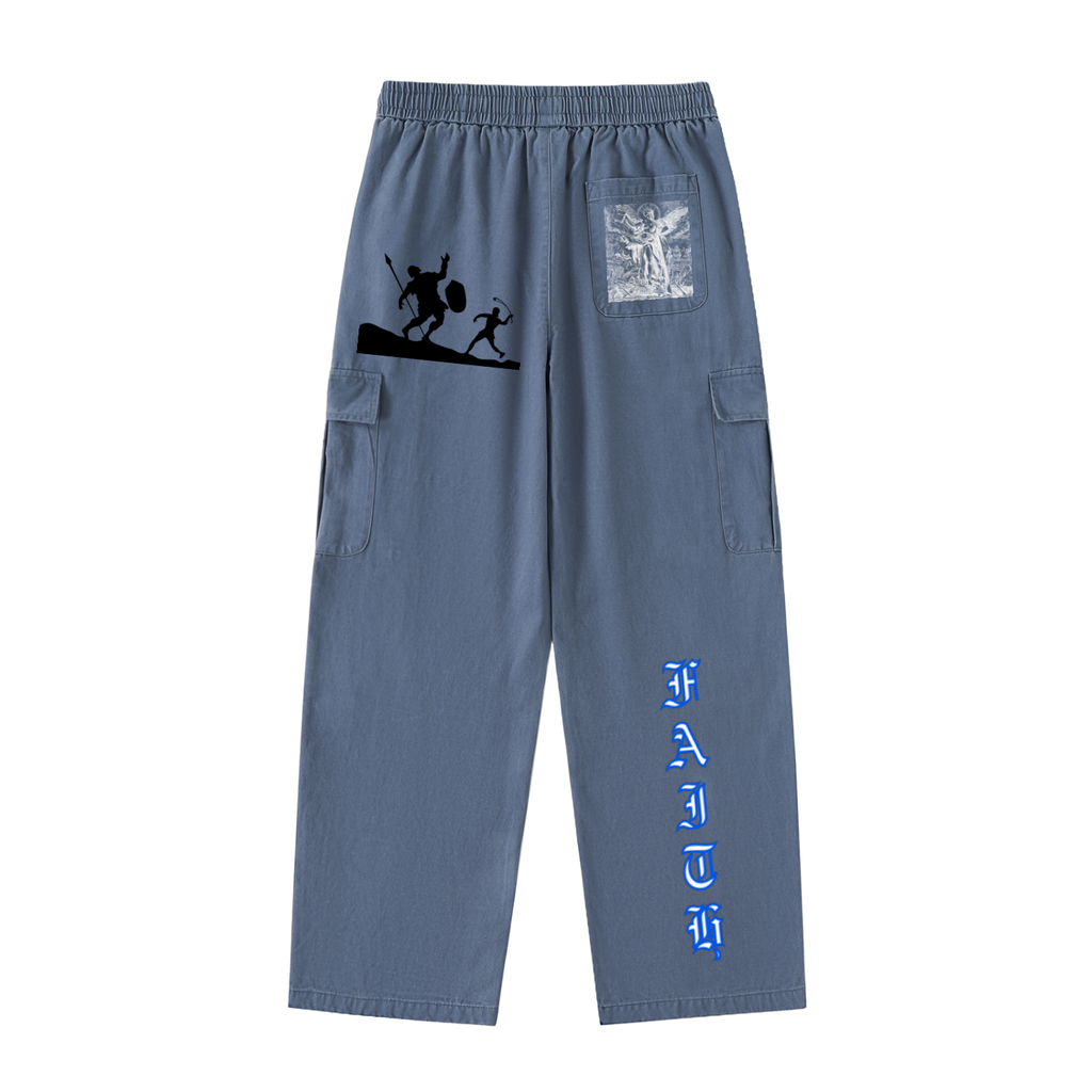 W.A.O - "FAITH" Drawstring Waist Straight-Leg Cargo Pants
