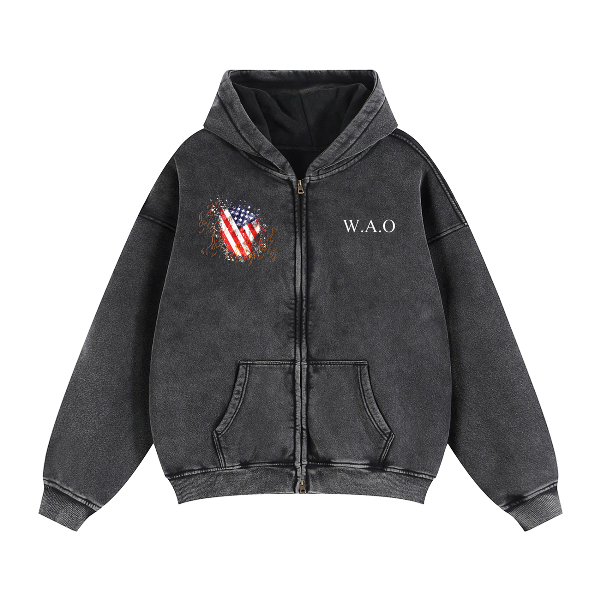 W.A.O - "Absence Of Control" Zip-Through Boxy Fleece Hoodie