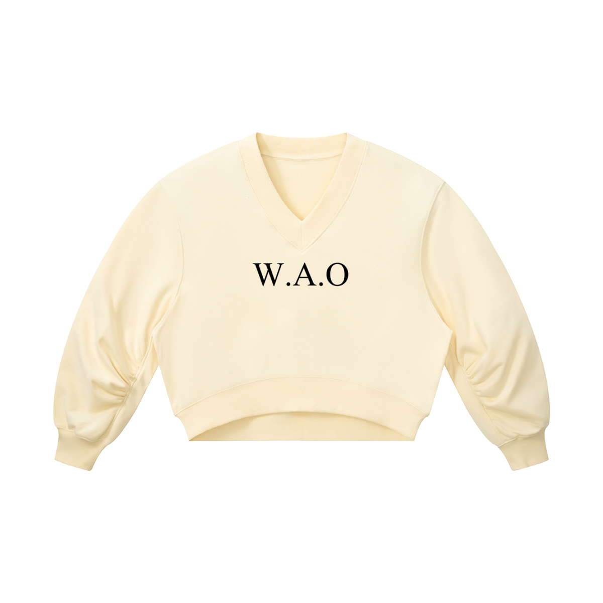W.A.O - Women’s Crop V-Neck Sweatshirt Set Top