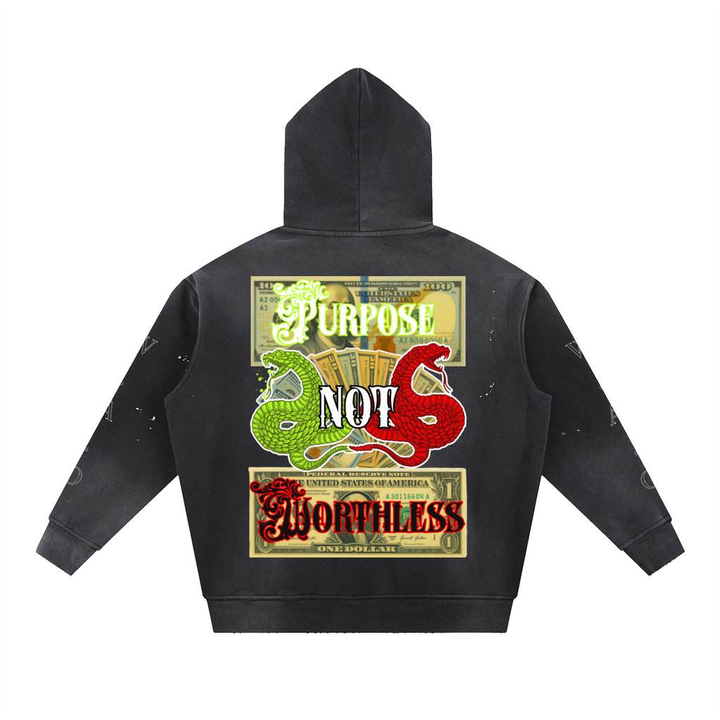W.A.O - "IN HIM" Vintage Washed Frayed Fleece Hoodie