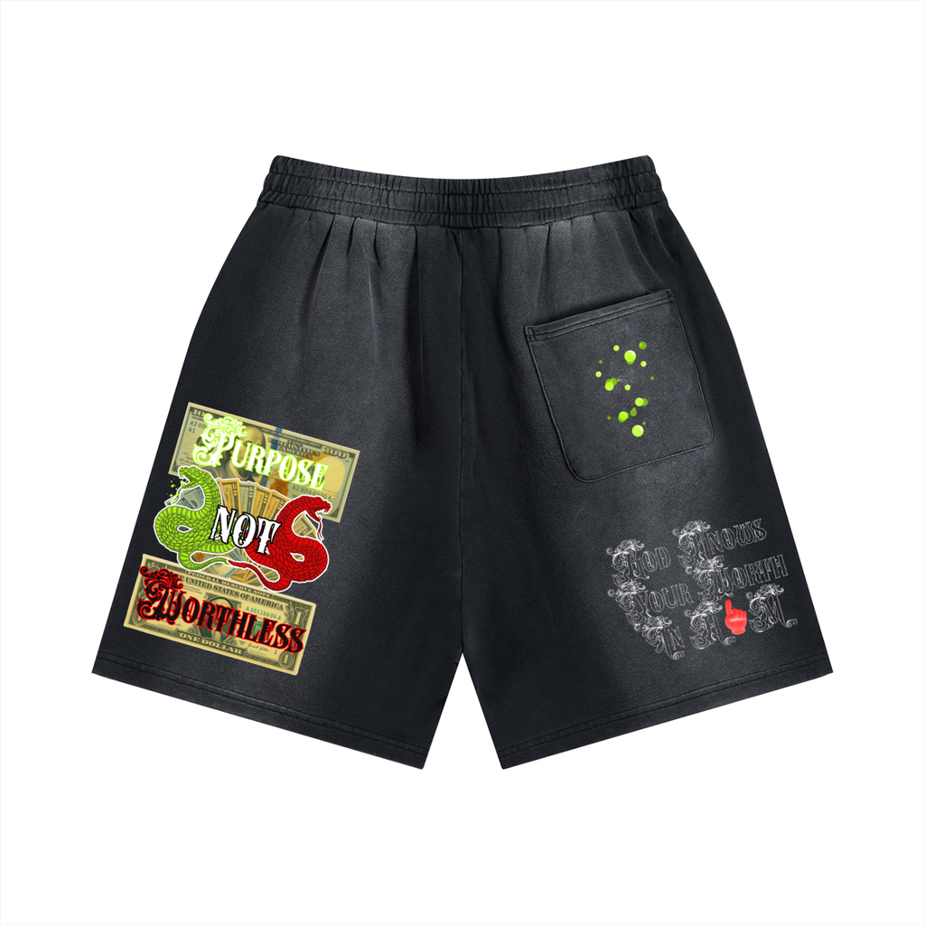 W.A.O - ''IN HIM'' Sun Fade Distressed Shorts
