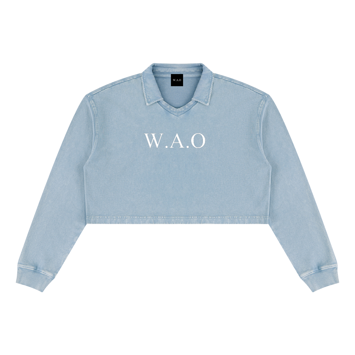W.A.O - Women’s Vintage Wash Crop Sweatshirt Set Top