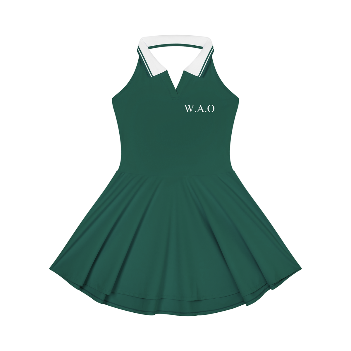 W.A.O - Women's Collared Halter A-Line Tennis Dress
