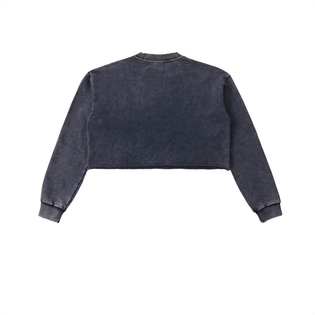 W.A.O - "Unbroken" Snow Washed Raw Edge Cropped Sweatshirt