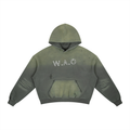 W.A.O - "One Way" Frayed Sunfade Boxy Fleece Hoodie