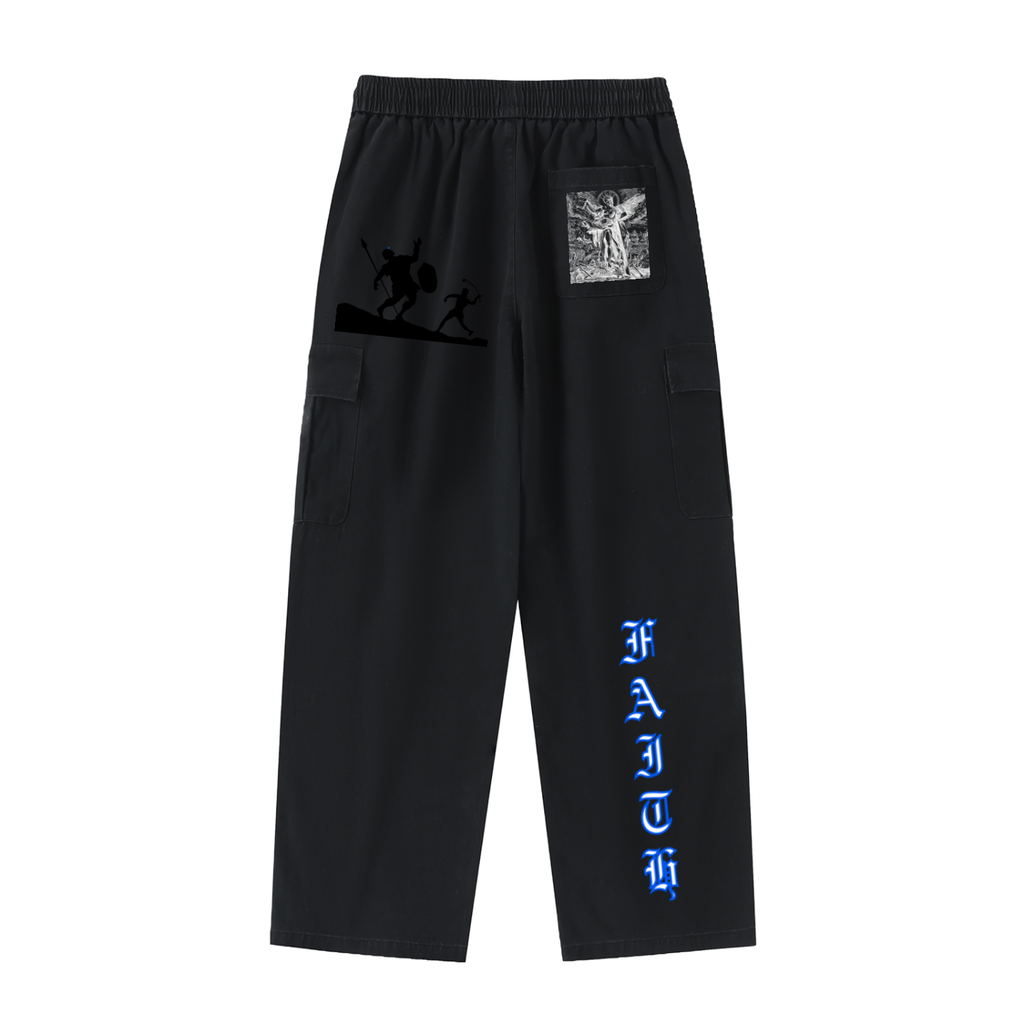 W.A.O - "FAITH" Drawstring Waist Straight-Leg Cargo Pants