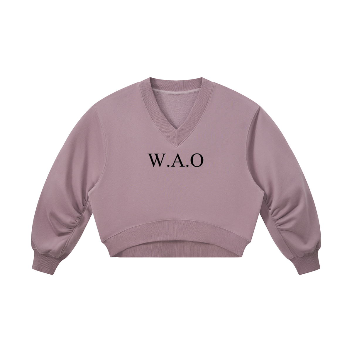 W.A.O - Women’s Crop V-Neck Sweatshirt Set Top