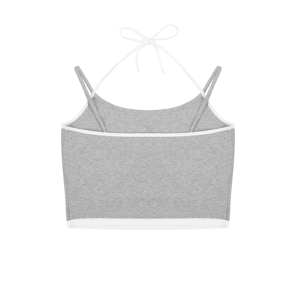 W.A.O - Women's Contrast Binding Halter Tank Top