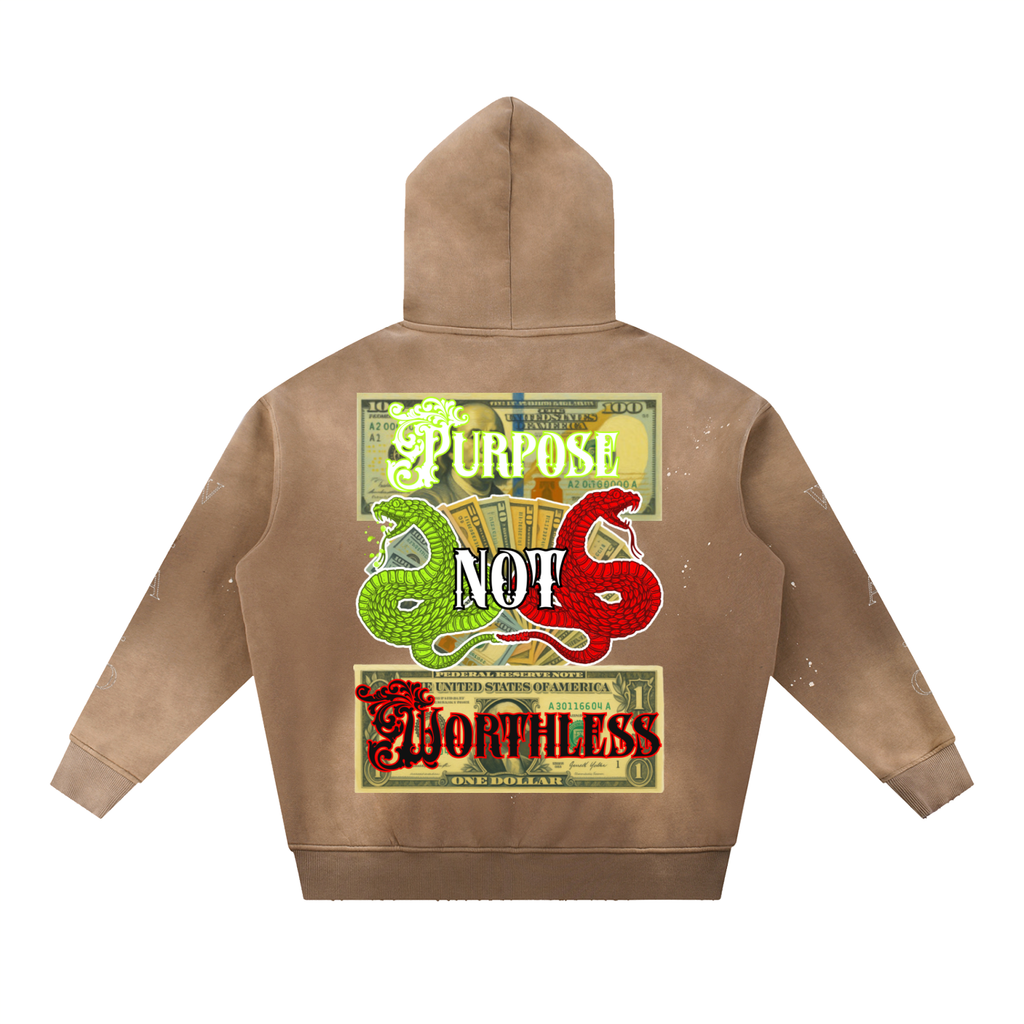 W.A.O - "IN HIM" Vintage Washed Frayed Fleece Hoodie